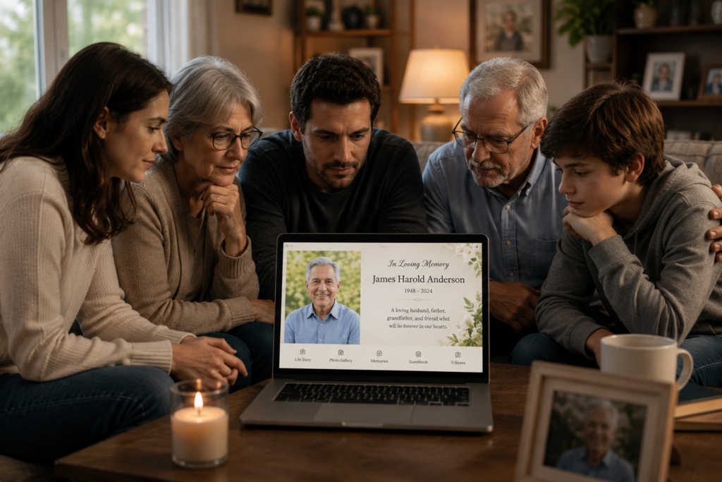 Digital memorial tribute for deceased loved one