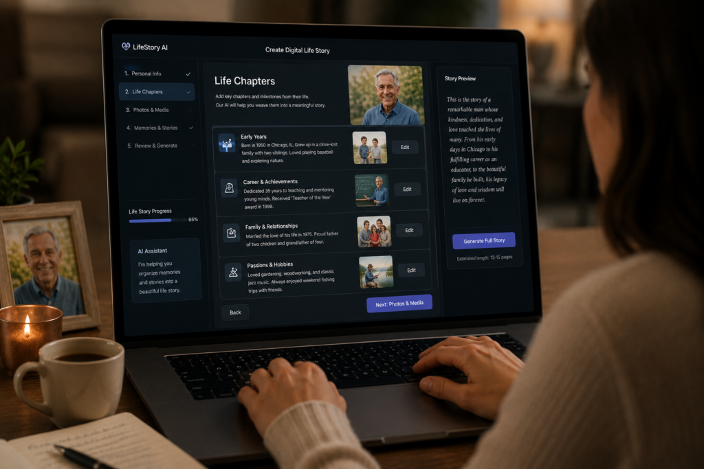 Using AI tool to create digital life story of a deceased loved one
