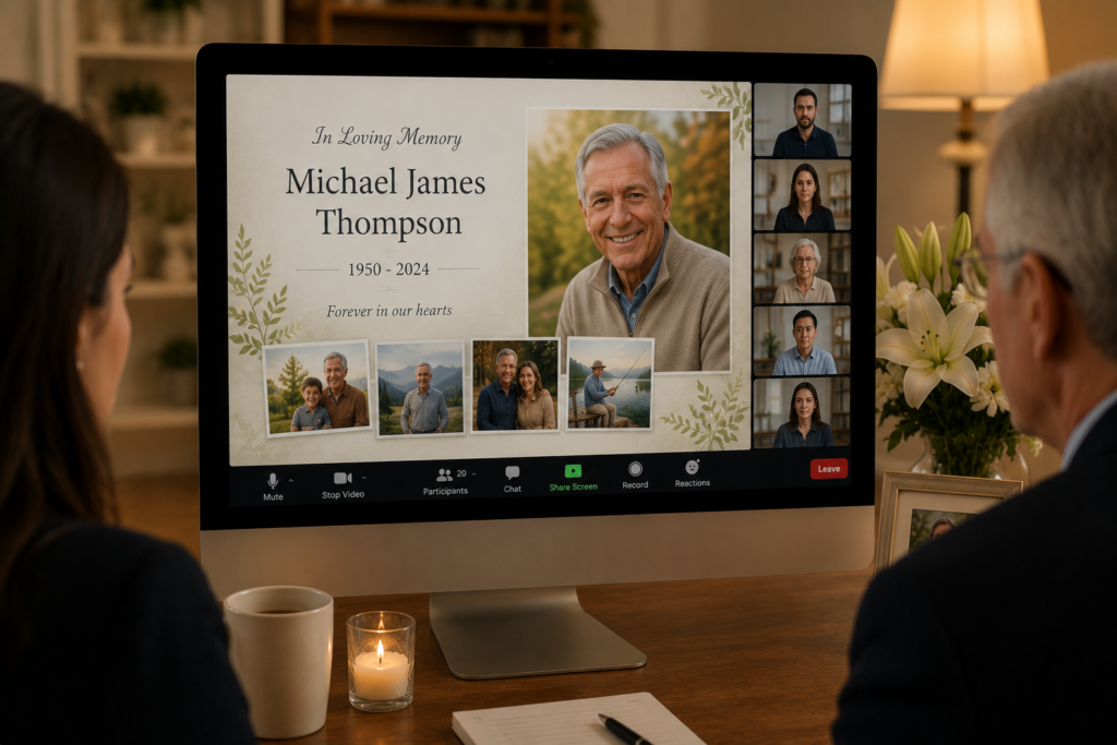 Virtual memorial service presentation