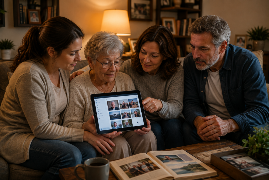 Family creating digital memory archive using AI after death of loved one