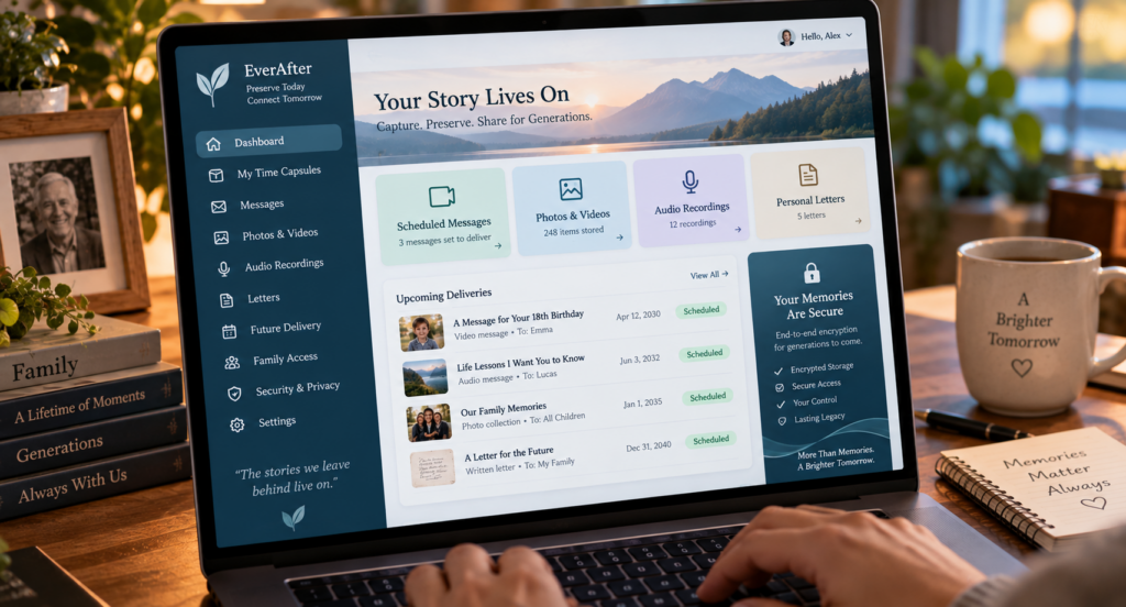 Digital legacy specialist helping create future messages and memory archives