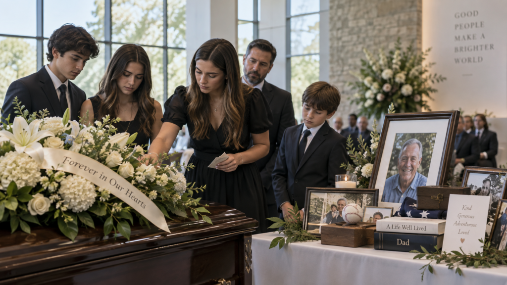 Modern traditional funeral personalized for younger generations